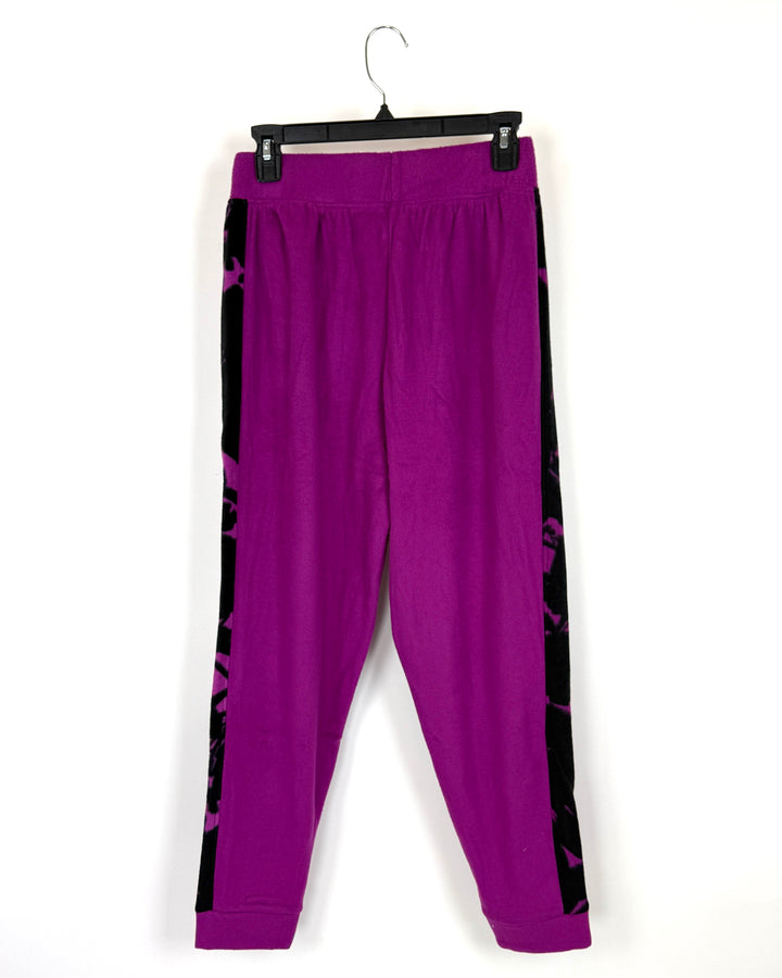 Purple and Black Fleece Joggers - Size 4/6 and 10/12