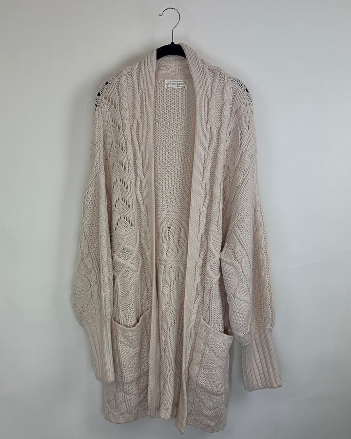 Beige Chunky Knit Cardigan -  Size 6/8