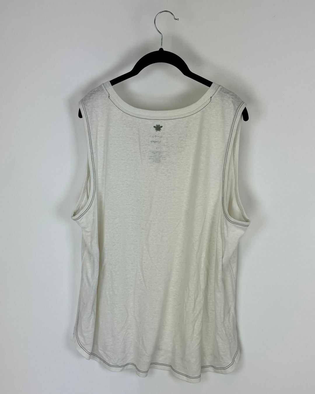 Cream and Green Stitch Tank Top - 1X