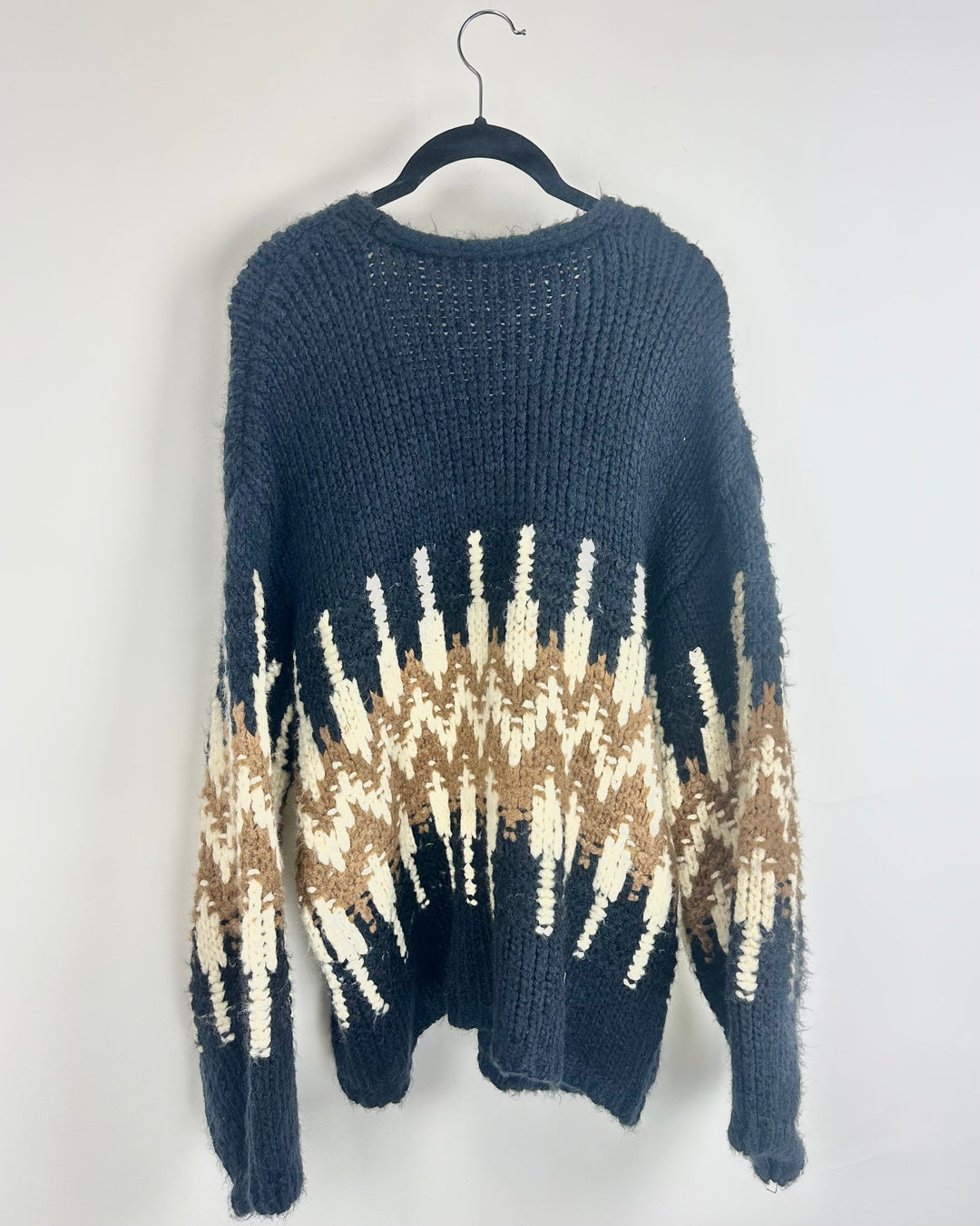 Navy Patterned Knit Sweater- Size 8/10