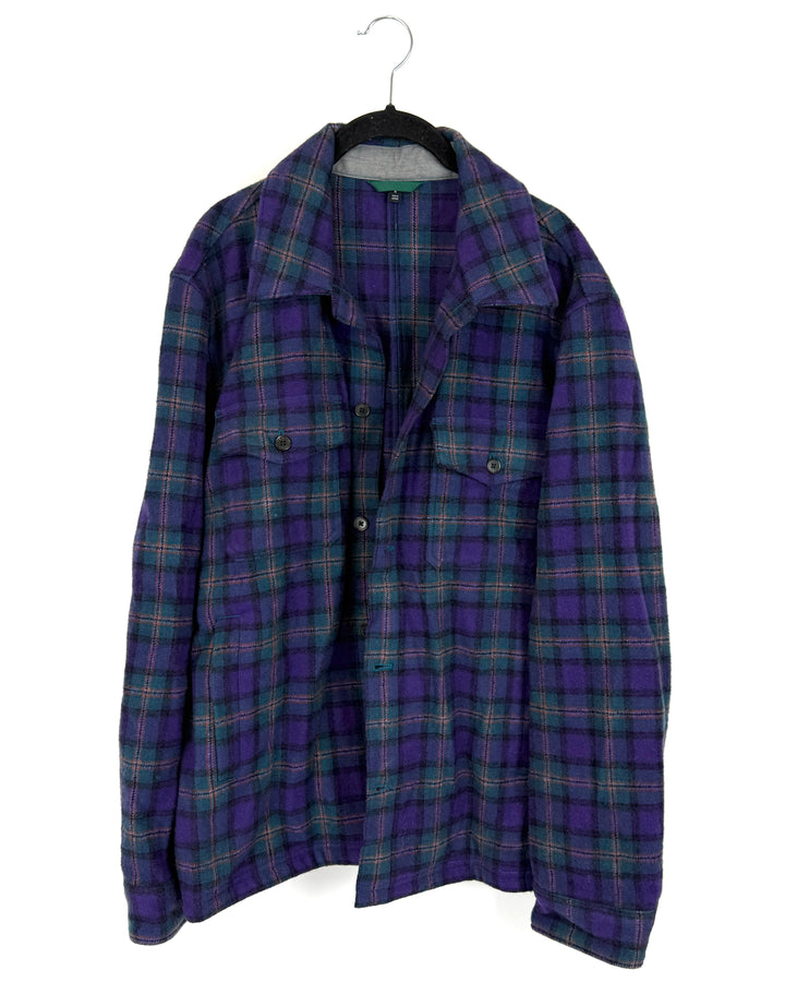 MENS Purple Plaid Jacket - Medium