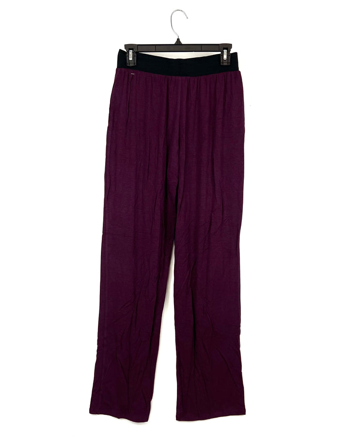 Purple Sleep Pants With Black Waistband - Small