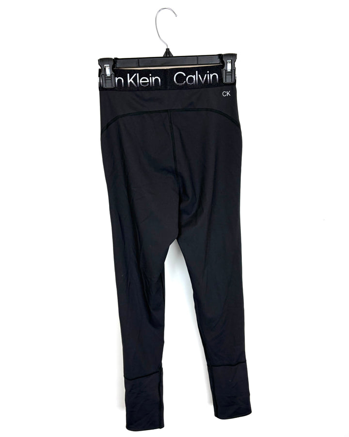 Black Leggings With Logo Waistband - Size 2/4