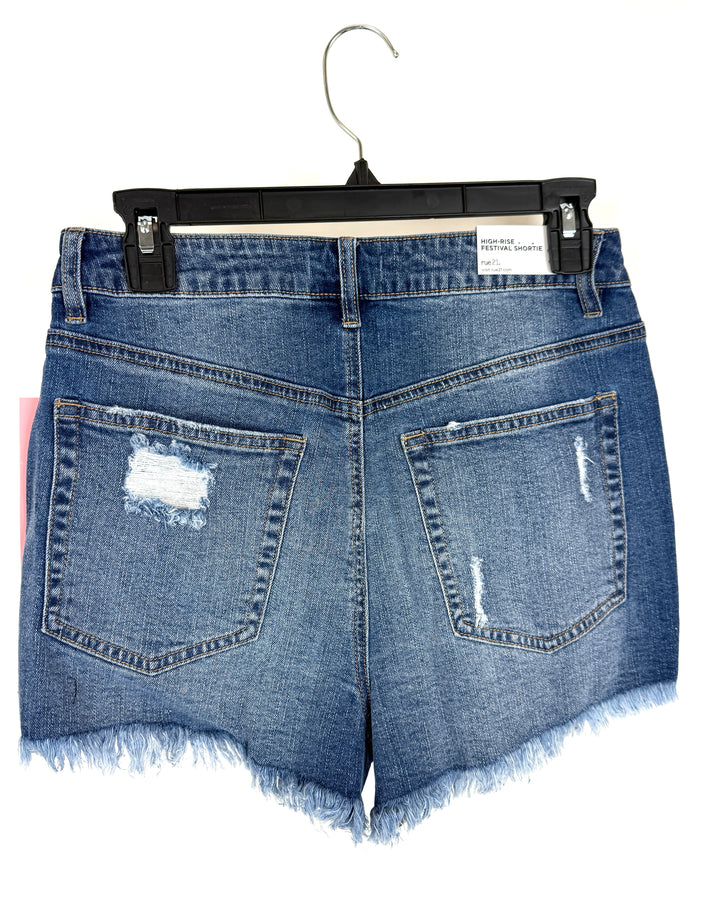 Distressed Blue Jean Shorts - Size 0/2