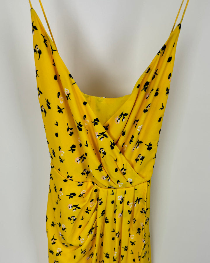 Yellow and Black Floral Sundress - Size 6/8