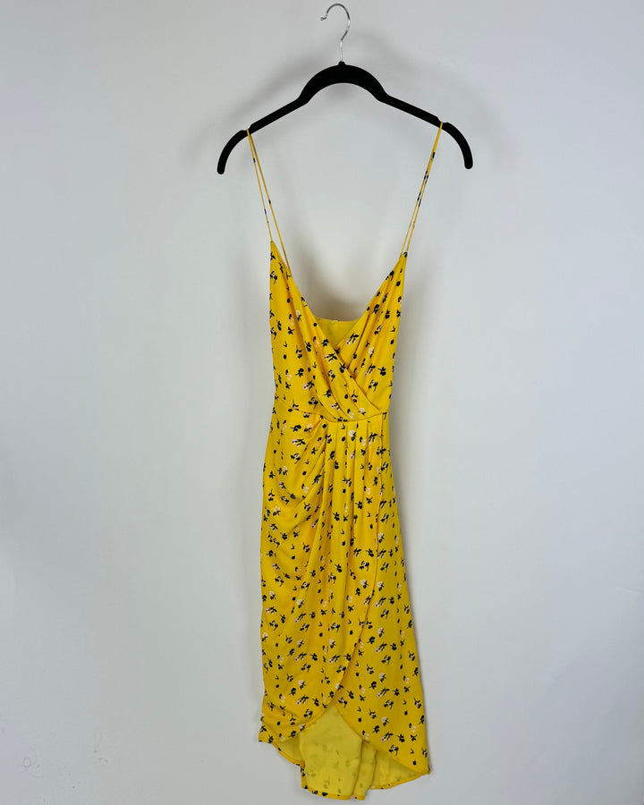 Yellow and Black Floral Sundress - Size 6/8