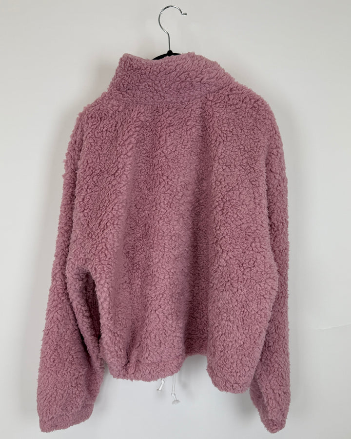 Pink Sherpa Mock Neck Zip Up - Size 4/6