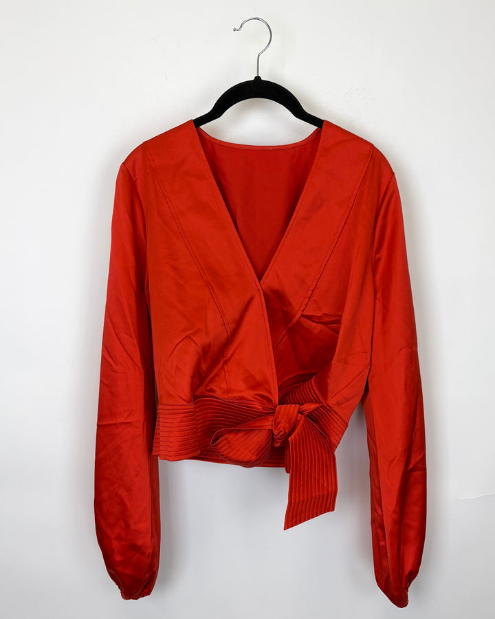 Bright Orange Wrap Shirt - Size 6/8