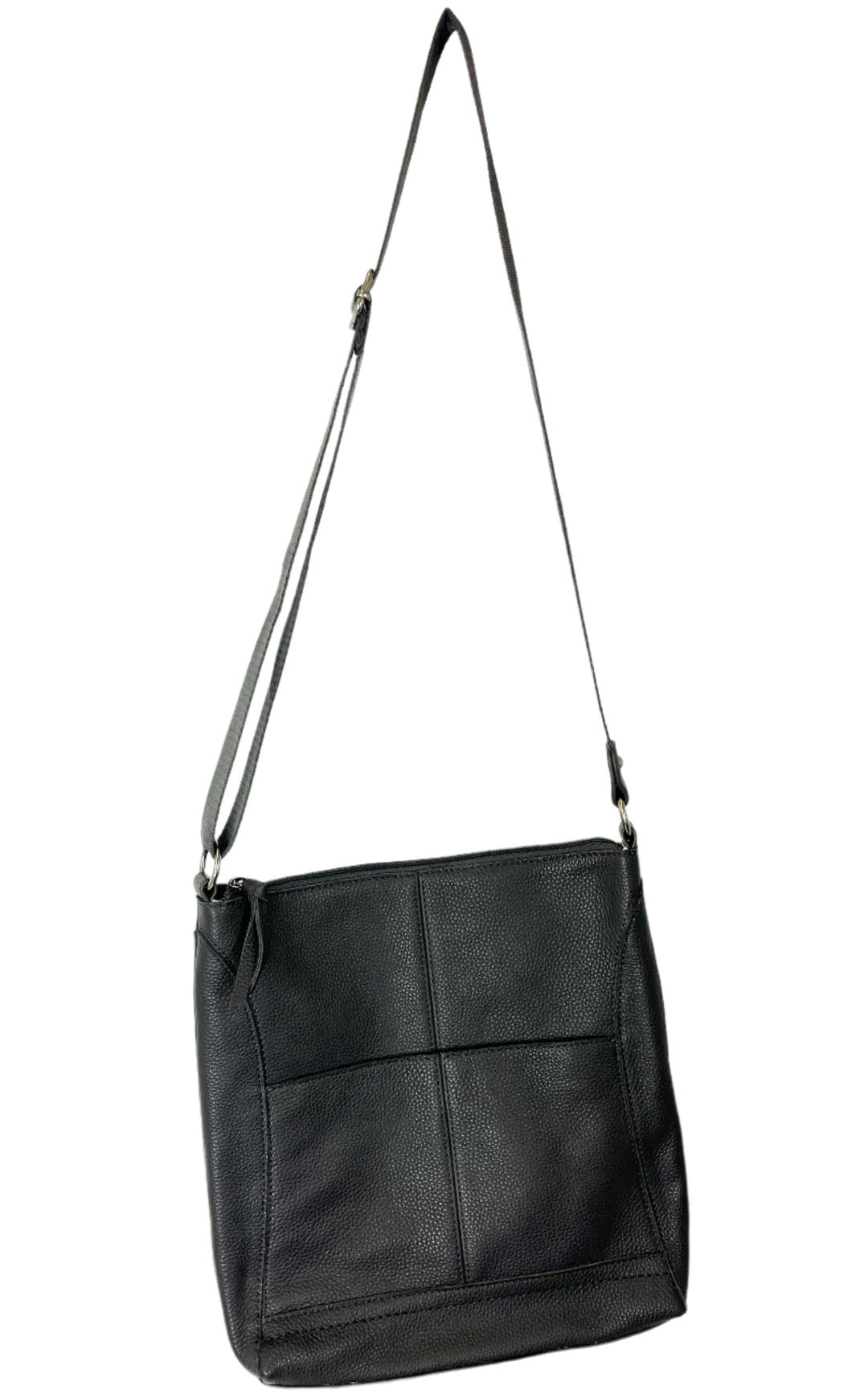 Gray Leather Adjustable Strap Bag