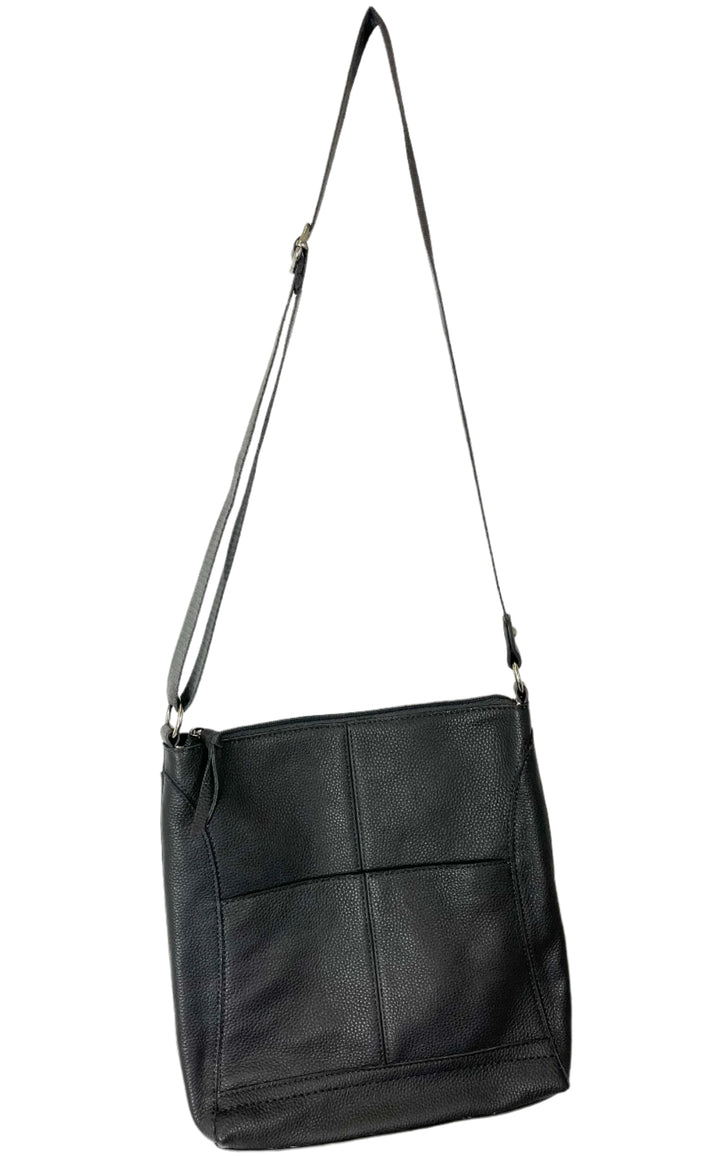 Gray Leather Adjustable Strap Bag