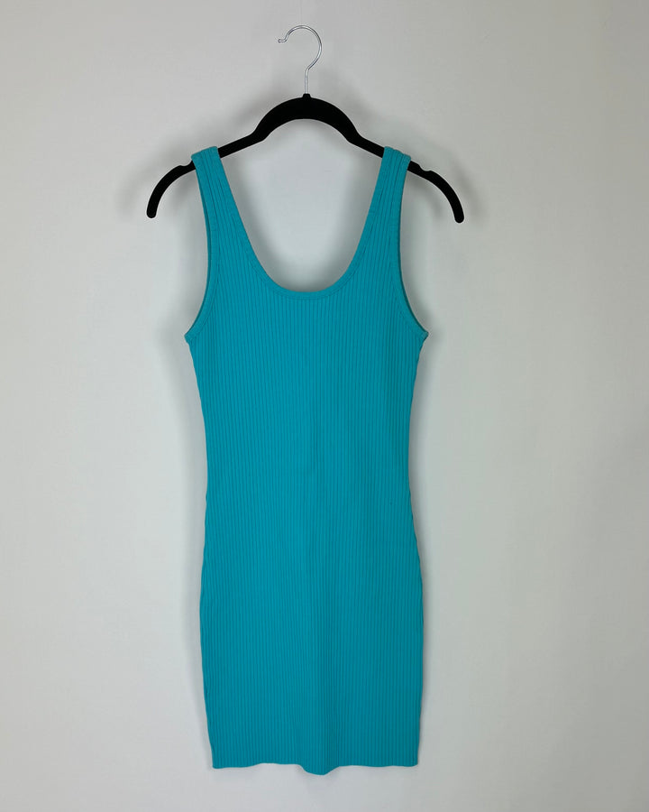 Teal Ribbed Fitted Dress - Size 4/6