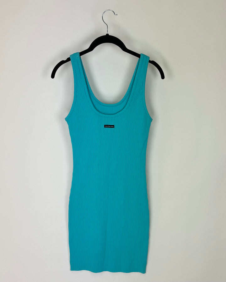Teal Ribbed Fitted Dress - Size 4/6
