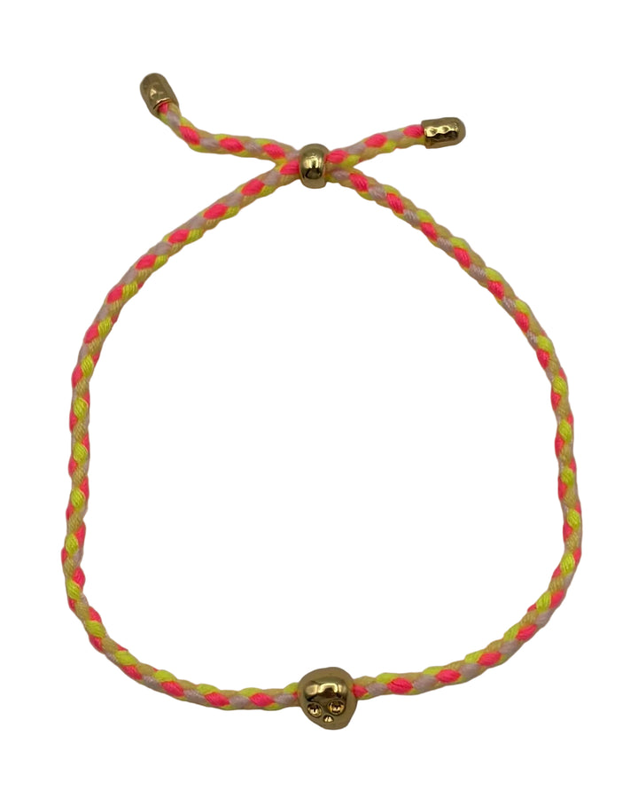 Pink and Yellow Braided Cord Bracelet