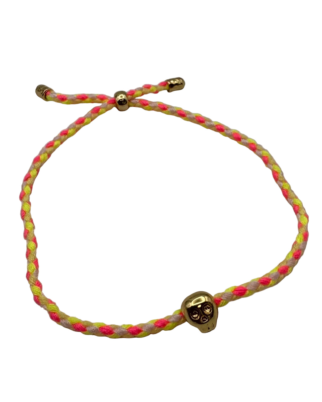 Pink and Yellow Braided Cord Bracelet