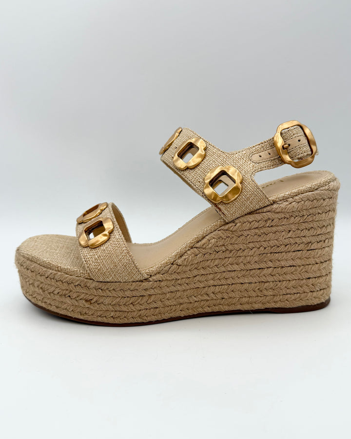 Gold and Raffia Platform Espadrille - Size 6.5