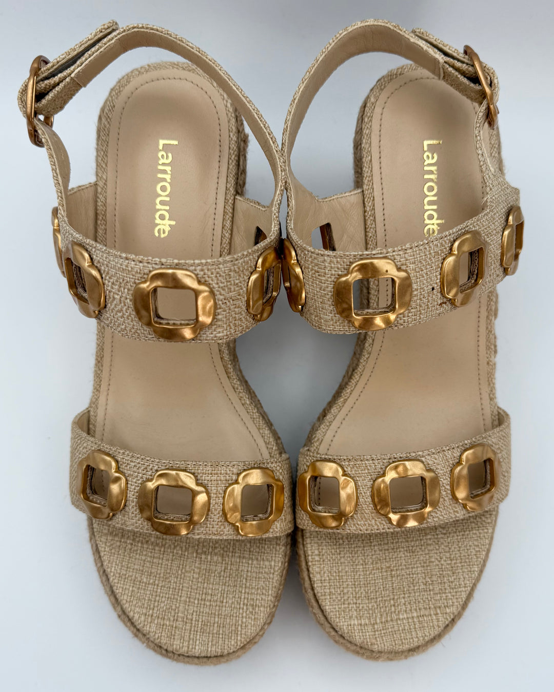 Gold and Raffia Platform Espadrille - Size 6.5