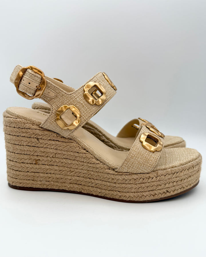 Gold and Raffia Platform Espadrille - Size 6.5