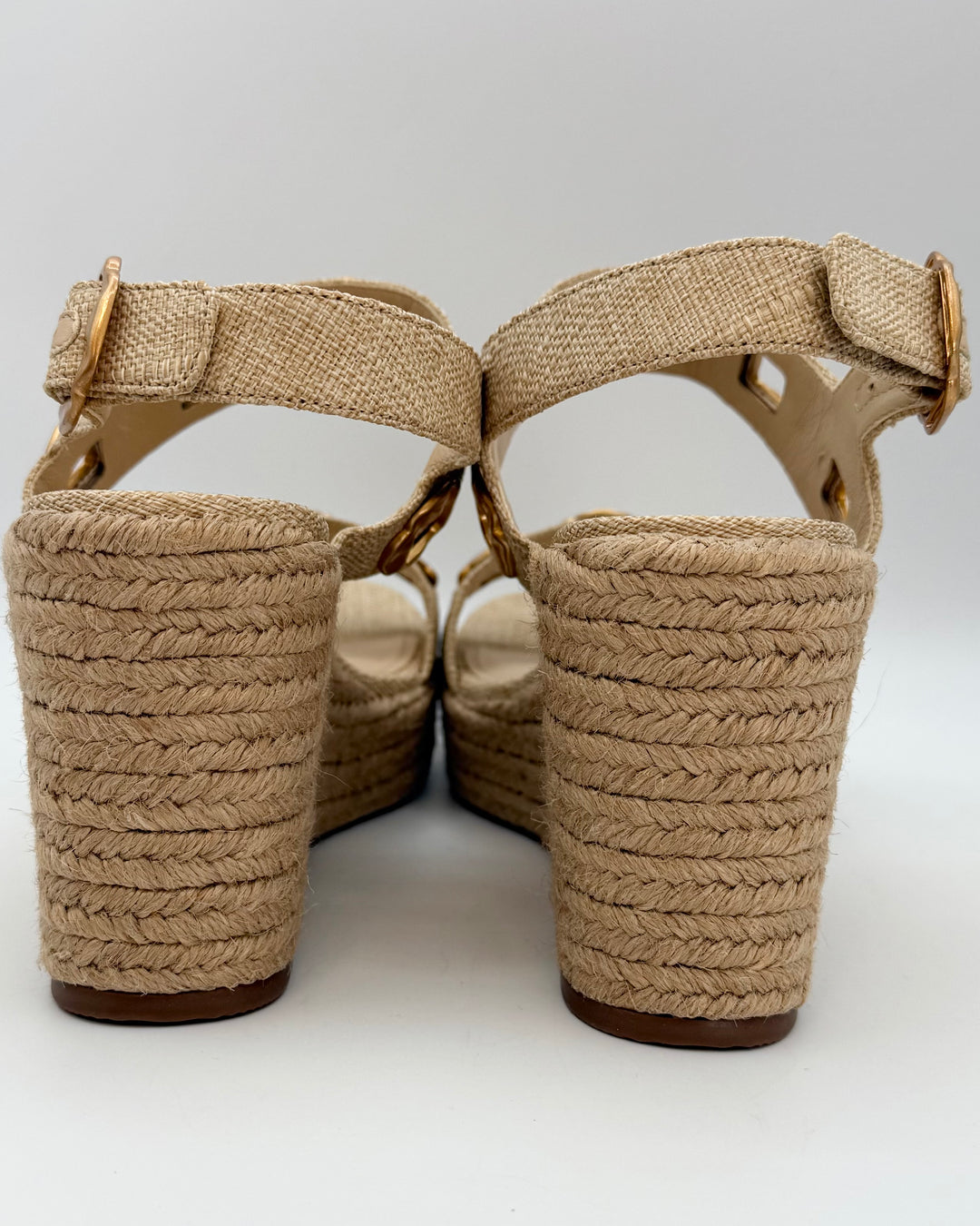 Gold and Raffia Platform Espadrille - Size 6.5