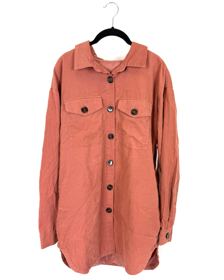 Pale Peach Corduroy Shacket - Size 6/8