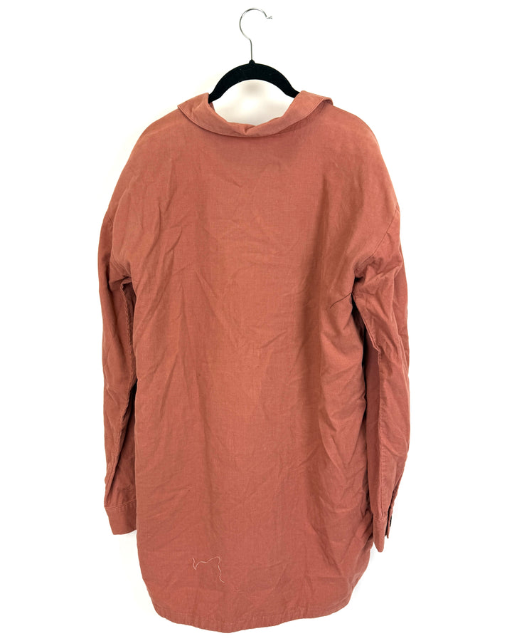 Pale Peach Corduroy Shacket - Size 6/8