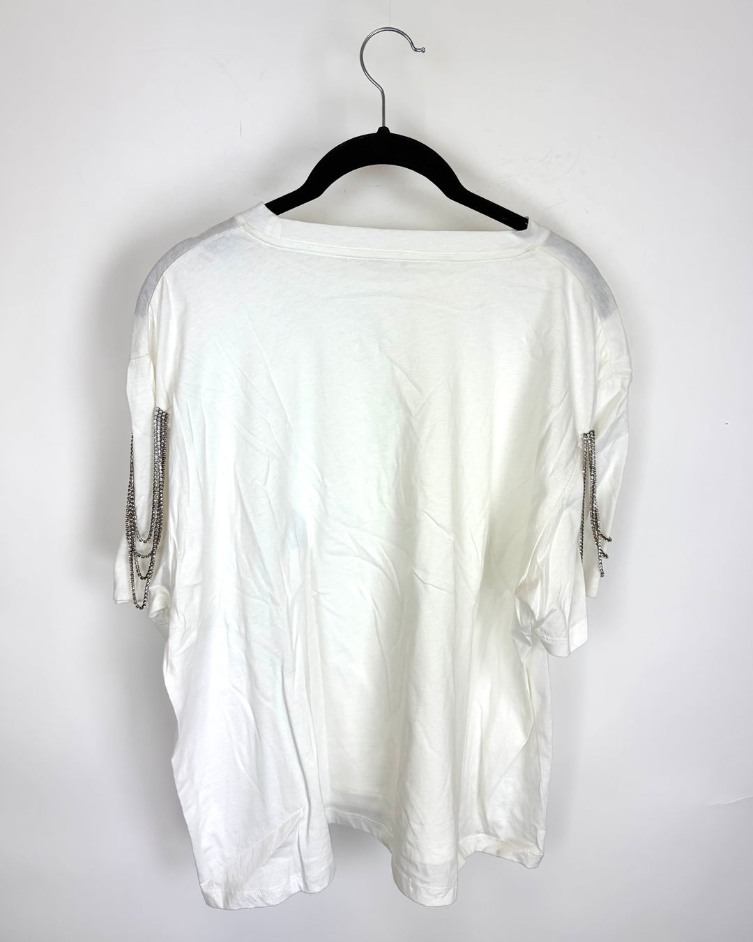 White Rhinestone Detail T-Shirt - Size 2/4
