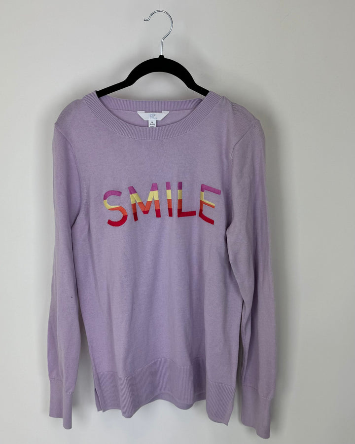 Purple Smile Crewneck Sweater - Size 8/10