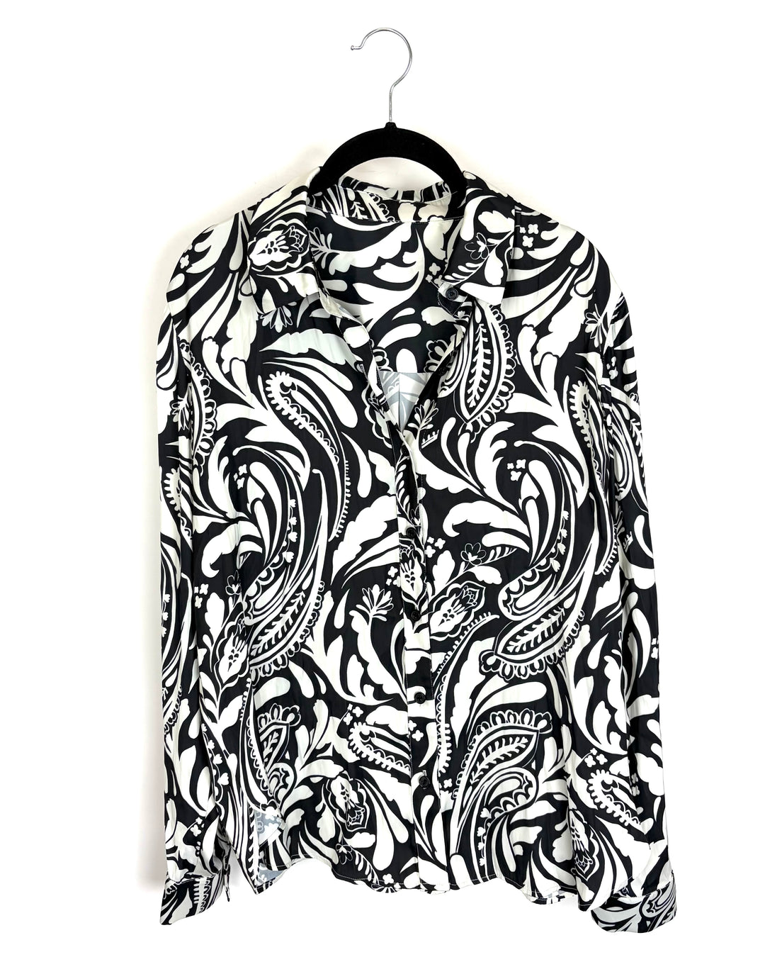 Black and White Patterned Long Sleeve Button Up - Size 4/6