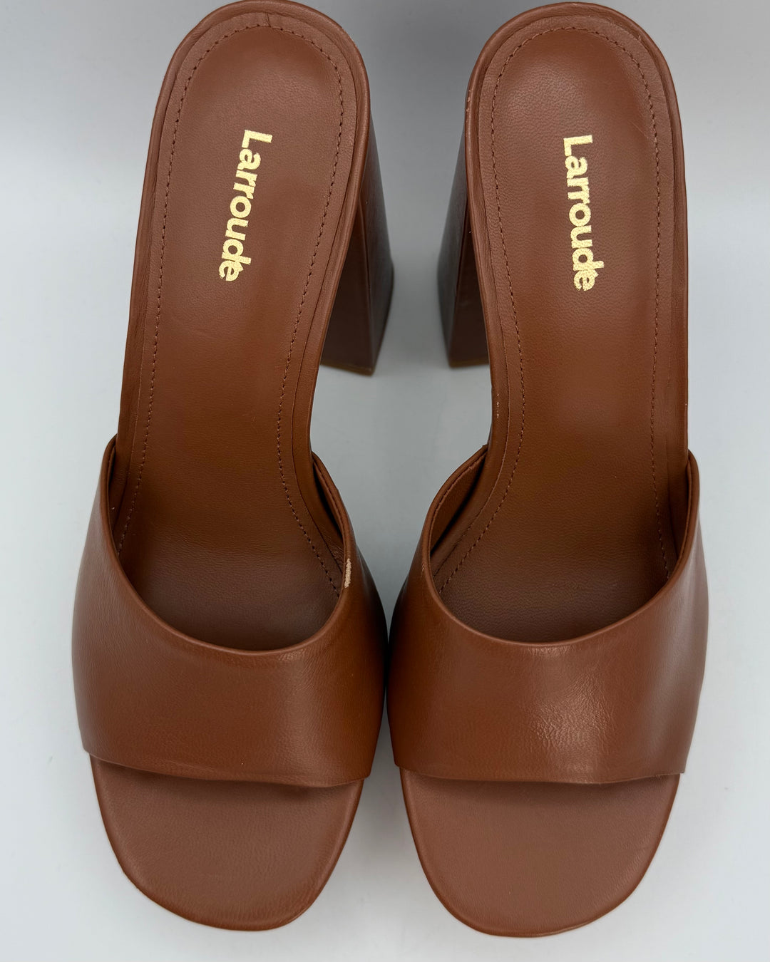 Chestnut Leather Platform Mules - Size 7.5 and 9