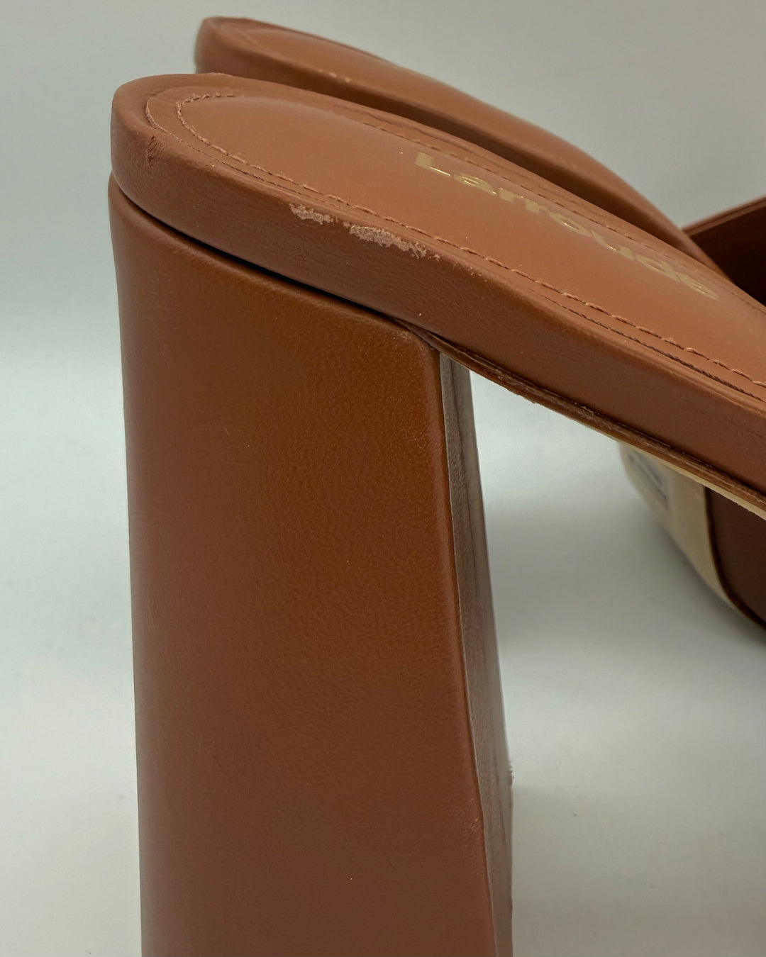 Chestnut Leather Platform Mules - Size 7.5 and 9