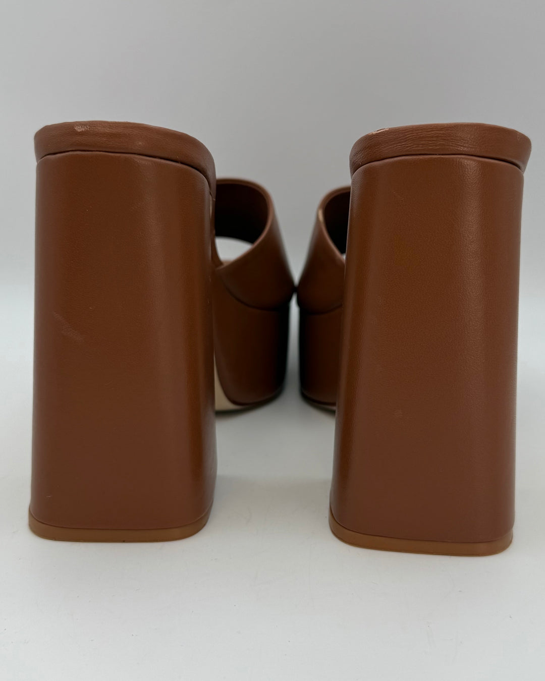 Chestnut Leather Platform Mules - Size 7.5 and 9