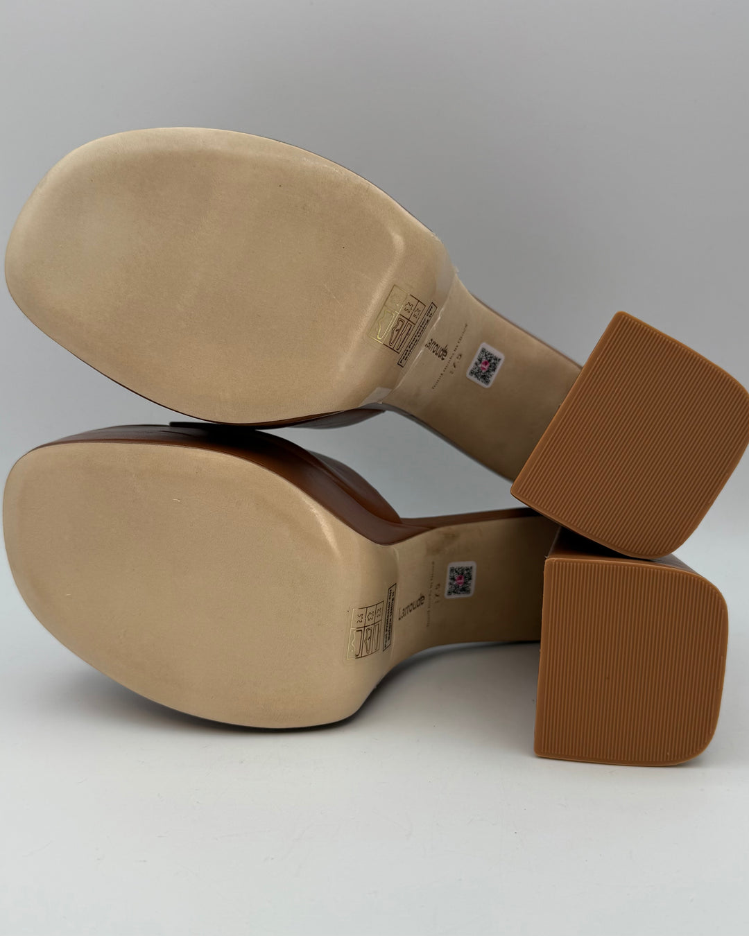 Chestnut Leather Platform Mules - Size 7.5 and 9