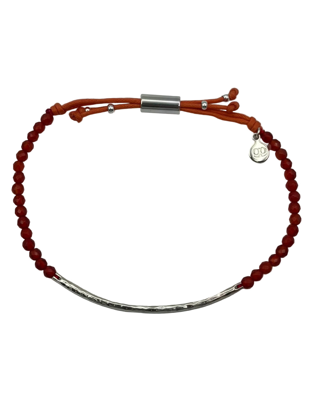 Orange Beaded Silver Bar Bracelet