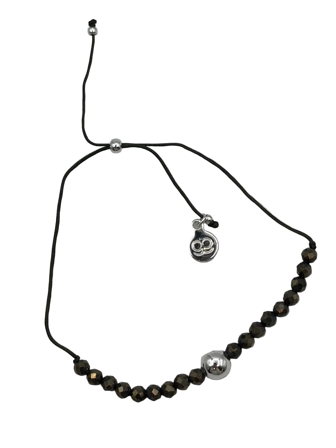 Dark Brown Silver Bead Bracelet