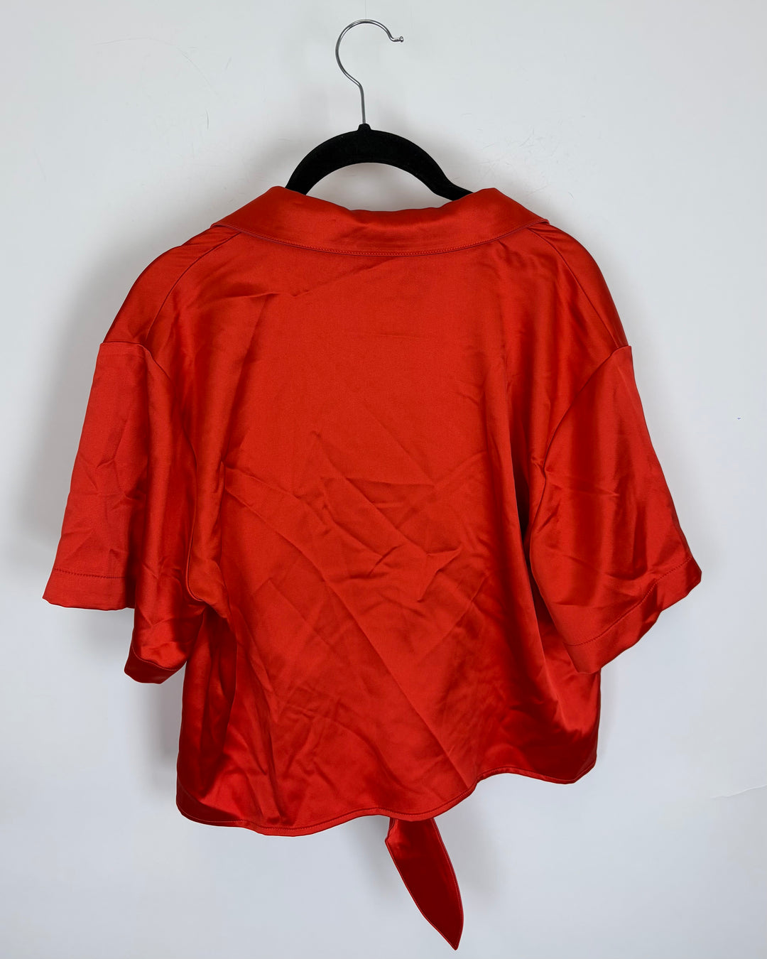 Bright Orange Cropped Button Up Shirt - Size 6/8