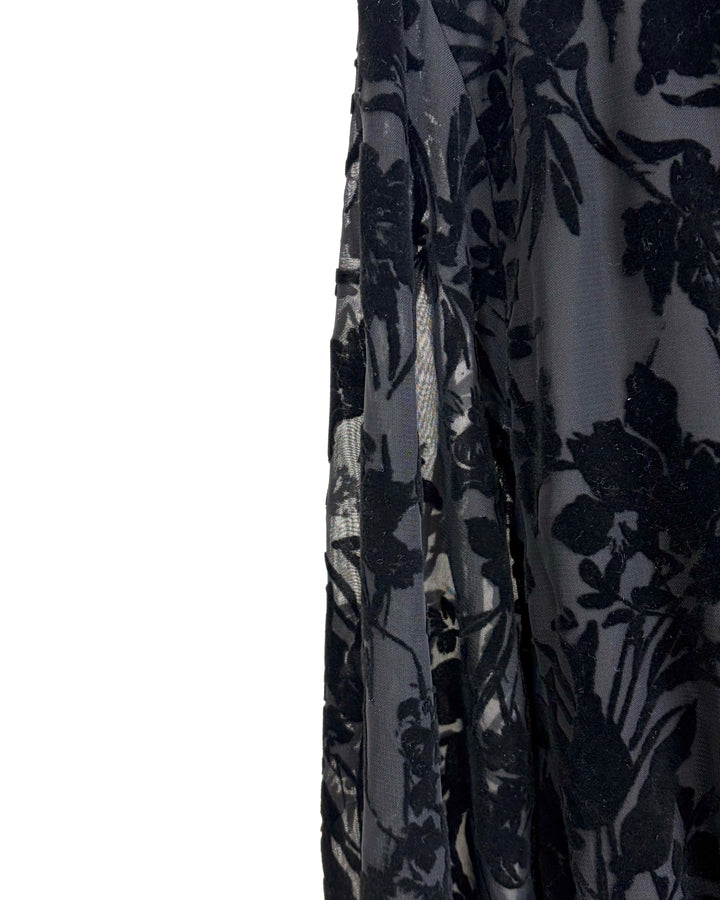 Black Velvet-Like Floral Dress - Size 6/8