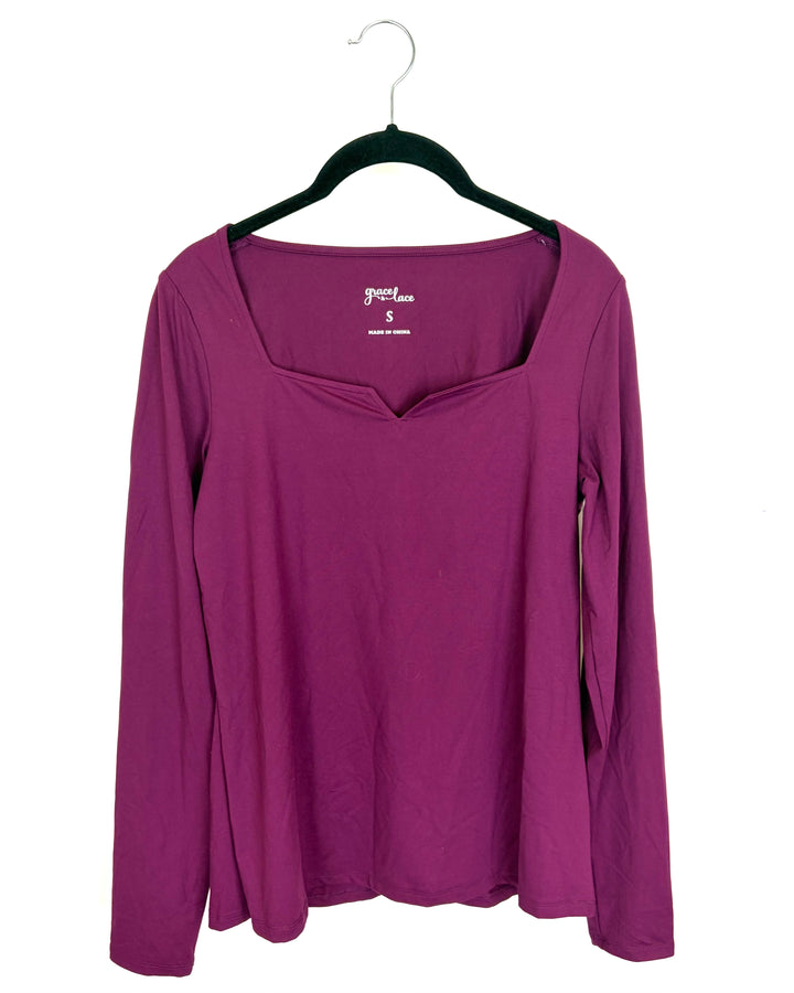 Magenta Square Neck Long Sleeve - Size 4/6