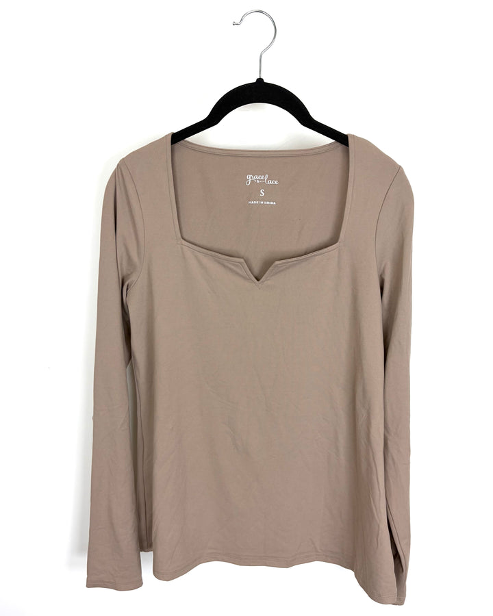 Taupe Square Neck Long Sleeve - Size 4/6
