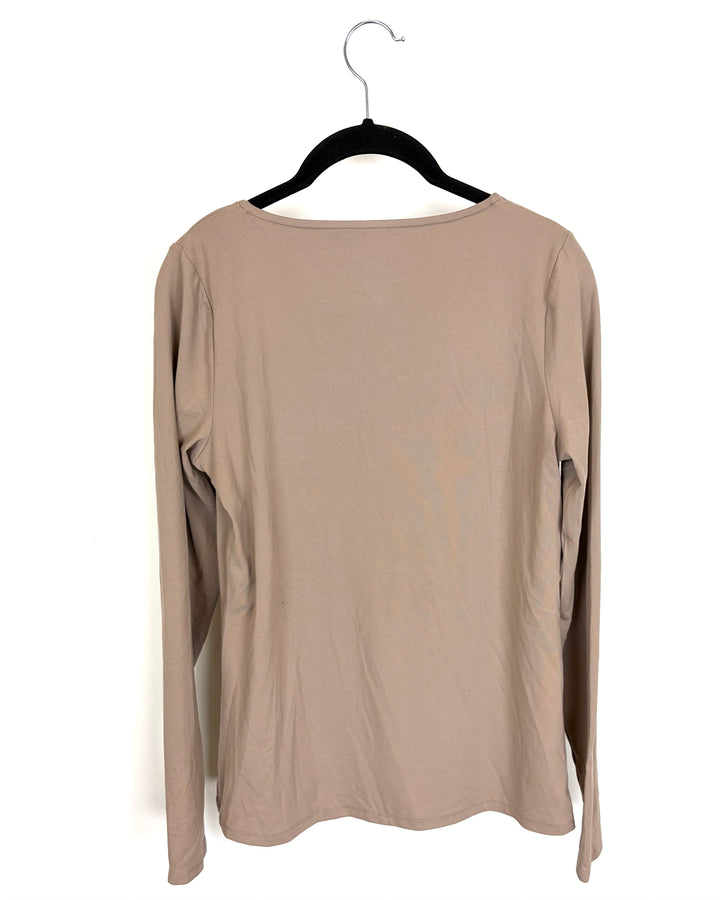 Taupe Square Neck Long Sleeve - Size 4/6