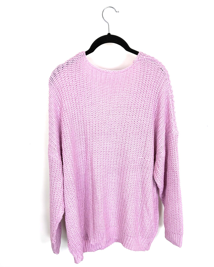 Pink Slouchy V-Neck Sweater - Size 4/6