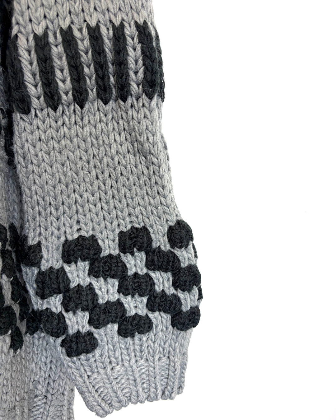 Chunky Gray and Black Cardigan Sweater - Size 4/6