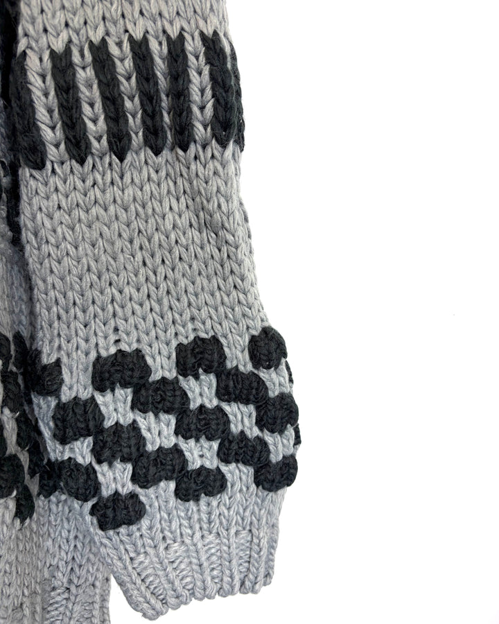 Chunky Gray and Black Cardigan Sweater - Size 4/6