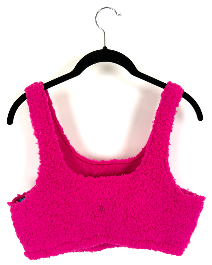 Neon Pink Fleece Crop Top - Size 4/6