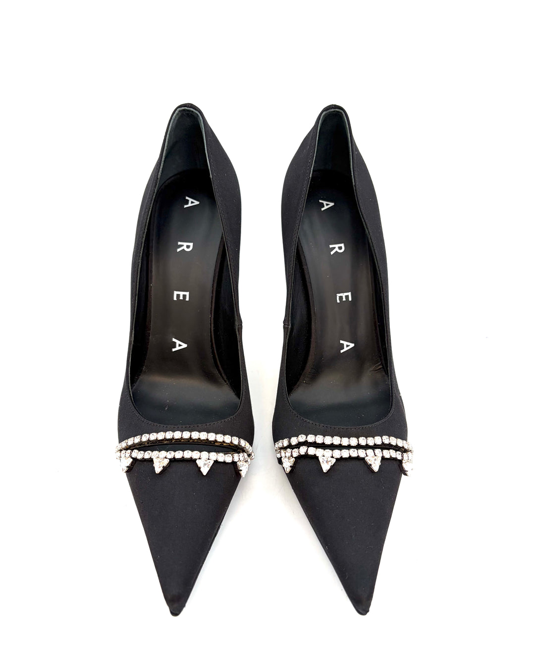 Black Satin and Silver Gem Pumps - Size 35.5, 39, 40, 41 and 42