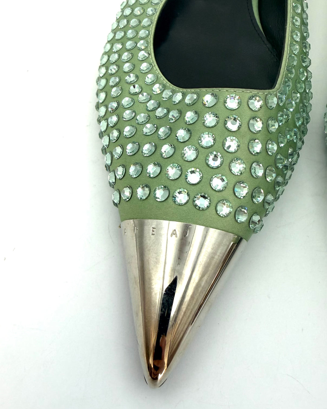 Green Allover Gem Stud Flats - Size 39