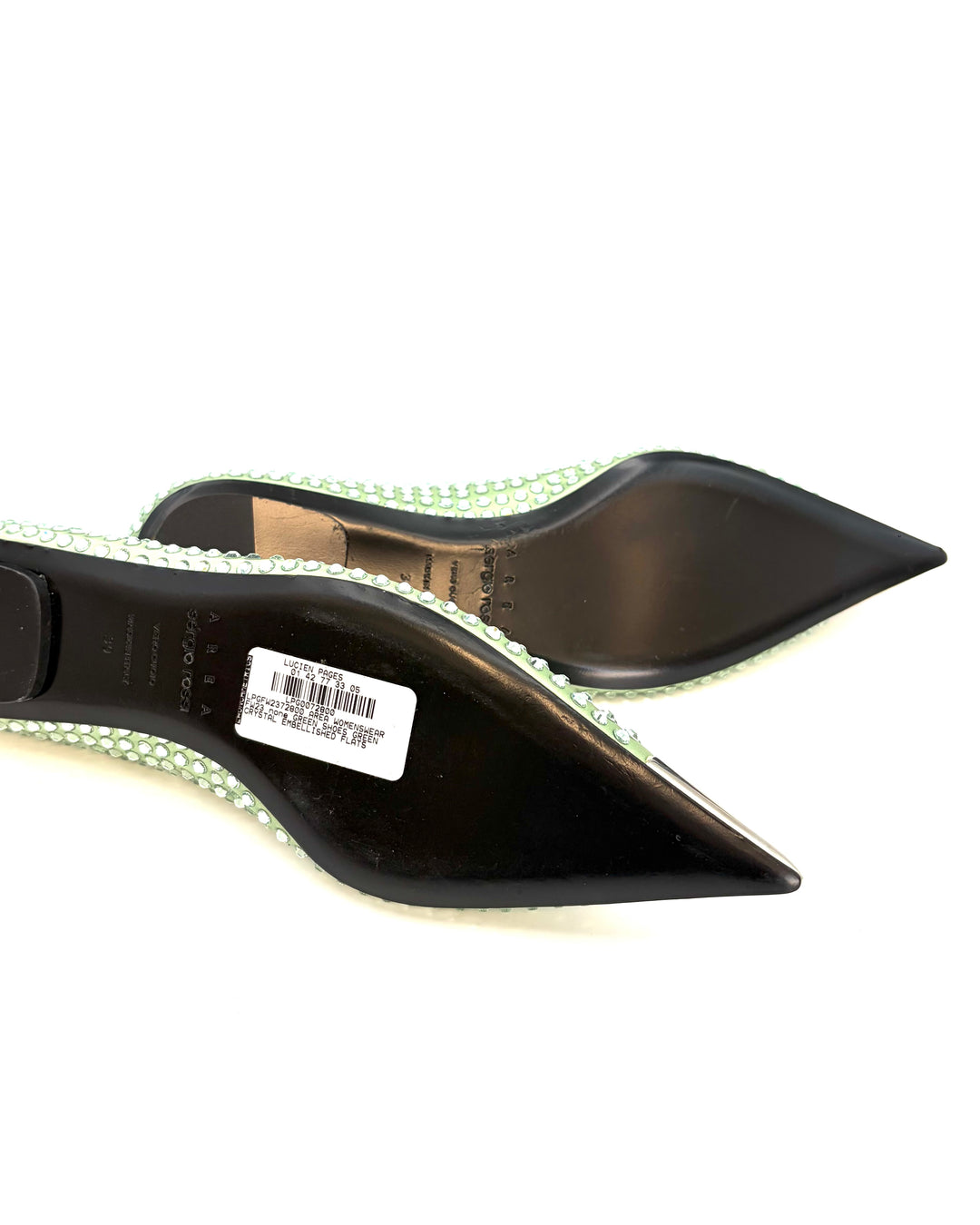 Green Allover Gem Stud Flats - Size 39