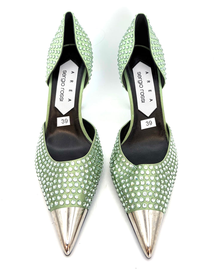Green Allover Gem Stud Pumps - Size 39