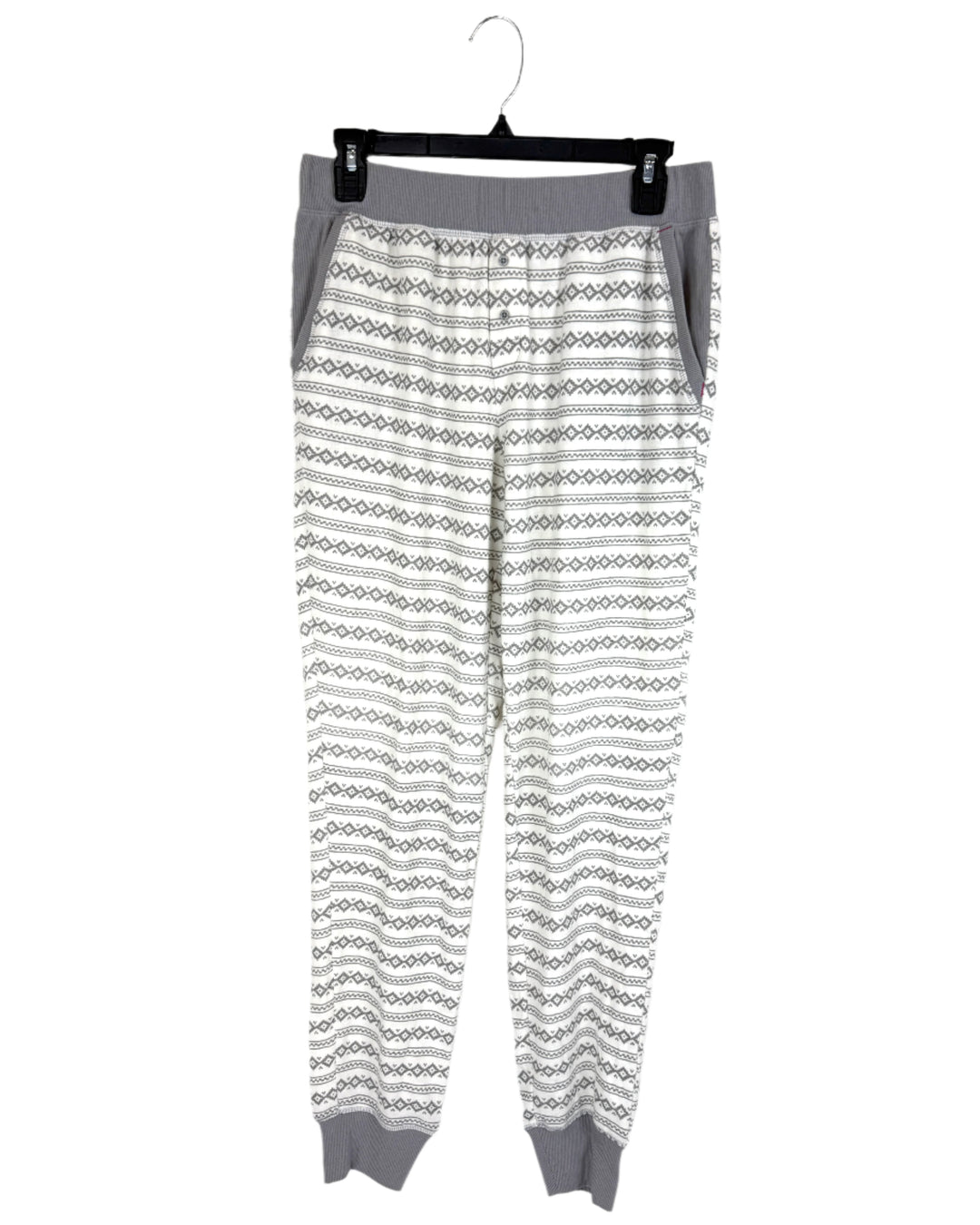 Grey and White Pajama Pants - Small