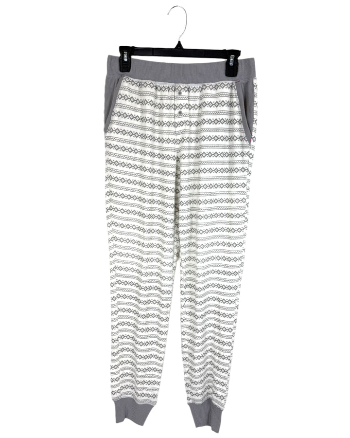Grey and White Pajama Pants - Small