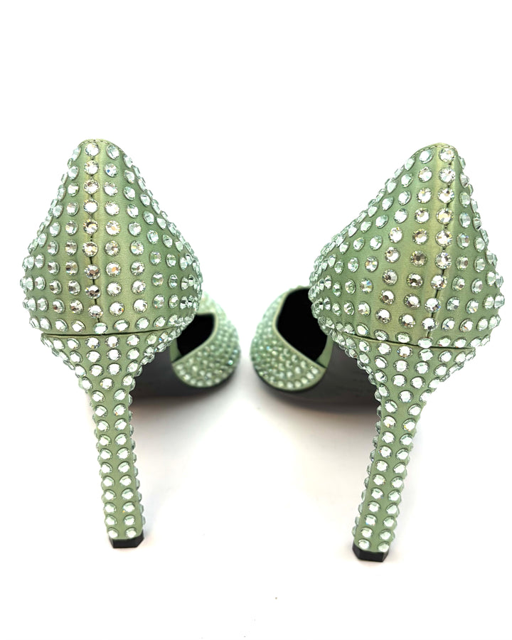 Green Allover Gem Stud Pumps - Size 39