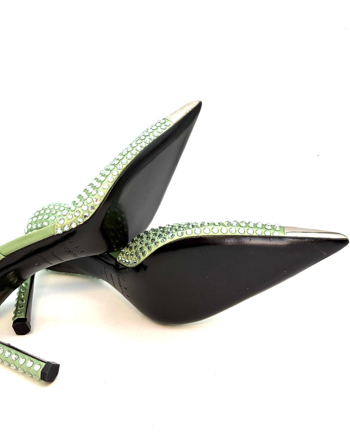 Green Allover Gem Stud Pumps - Size 39